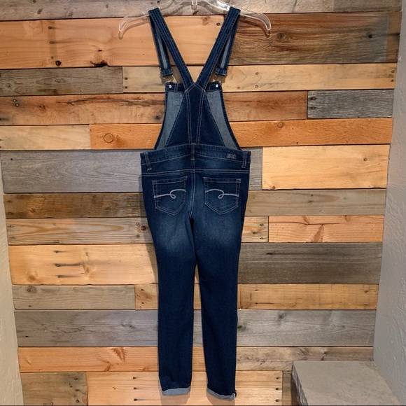 Justice Flip Sequin Distressed Cuff Ankle Overalls Size Girl's 10 - Picture 10 of 14
